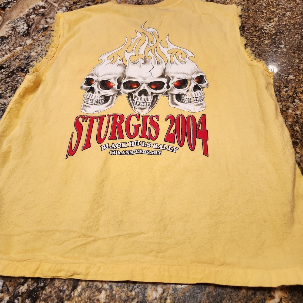 STURGIS 2004 SIZE SMALL YELLOW 100% COTTON MADE IN TURKEY